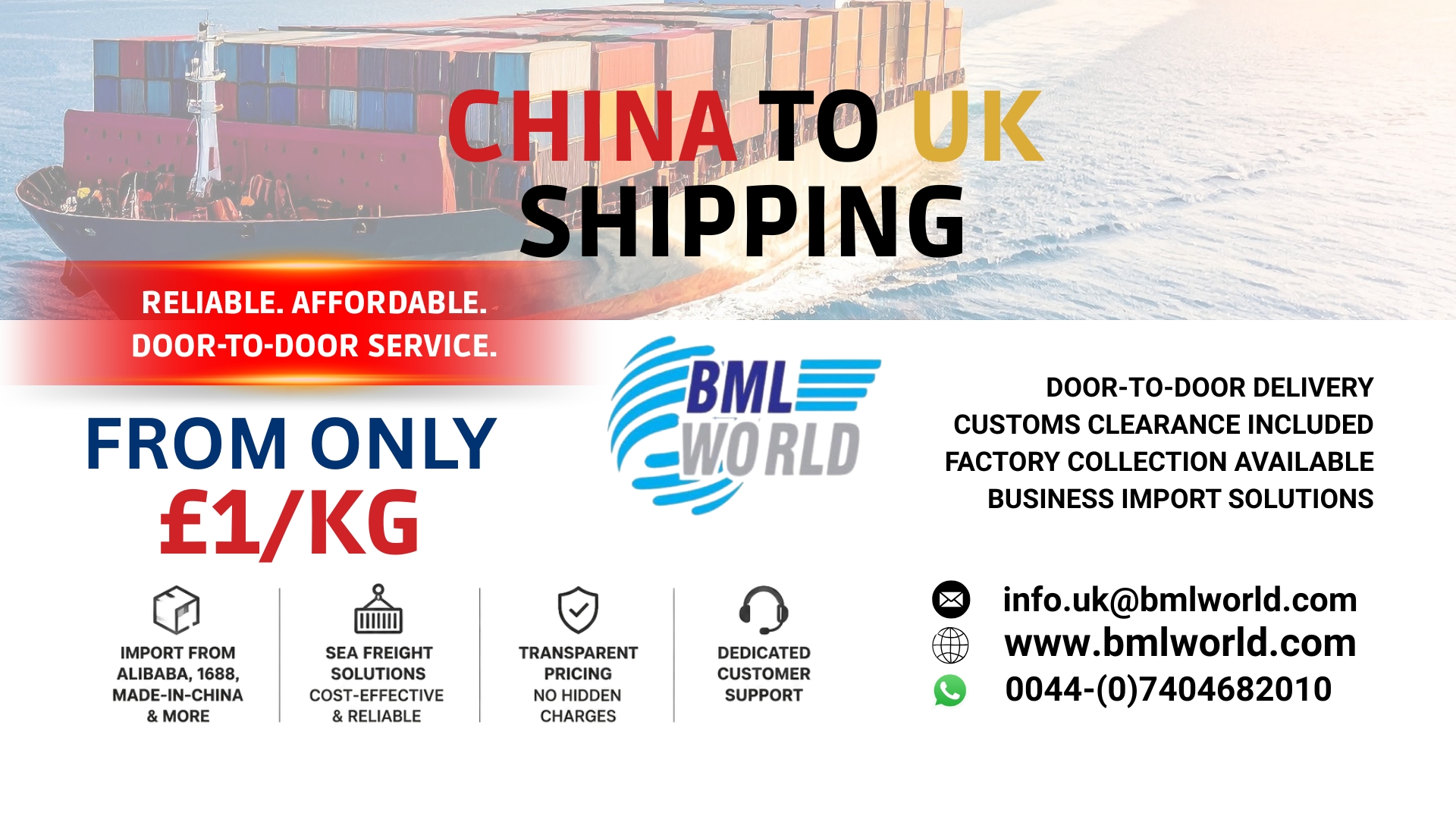 China to UK Shipping Services – BML World Cargo & Logistic China to UK shipping air and sea freight service BML World