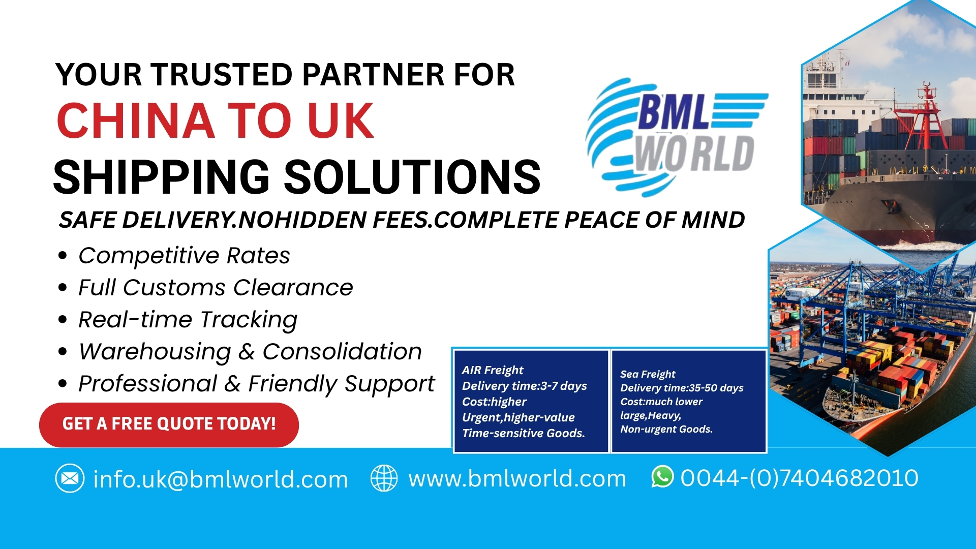 China to UK Shipping Services – BML World Cargo & Logistic China to UK shipping air and sea freight service BML World